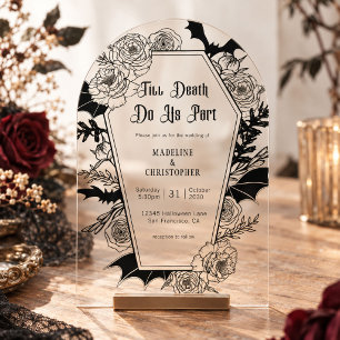 Bis dass der Tod uns scheidet - Gothic Florale Hoc Acryleinladungen