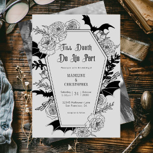 Bis dass der Tod uns scheidet Gothic Gray Florale Einladung