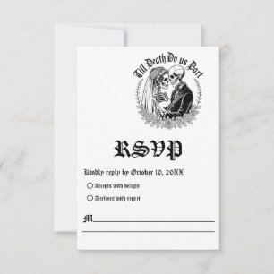 Bis dass der Tod uns scheidet Gothic-Skelett Schwa RSVP Karte