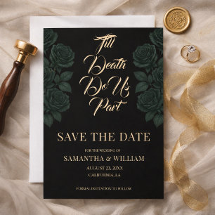 Bis dass der Tod uns scheidet Grüne Rosen Hochzeit Save The Date