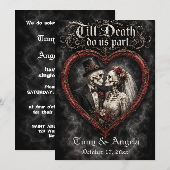 Bis dass der Tod uns scheidet Hochzeit Einladung (Vorne/Hinten)