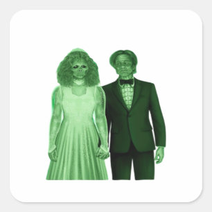 Bis dass der Tod uns scheidet Klassisches Retro-De Quadratischer Aufkleber