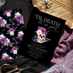Bis dass der Tod uns scheidet Lila & Schwarze Hoch Einladung