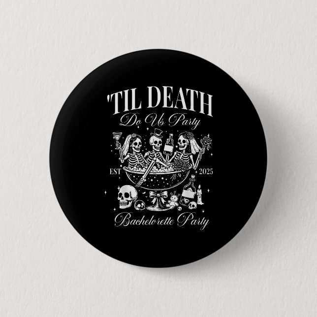 Bis dass der Tod uns scheidet Retro-Halloween-Jung Button (Vorderseite)