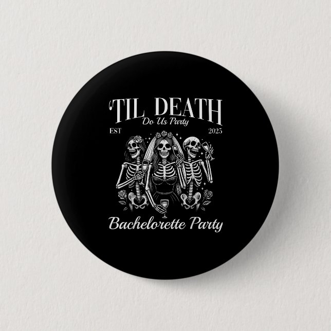Bis dass der Tod uns scheidet Retro-Skelett Jungge Button (Vorderseite)