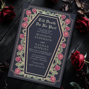 Bis dass der Tod uns scheidet Rose Blaue Gothic Ho Einladung