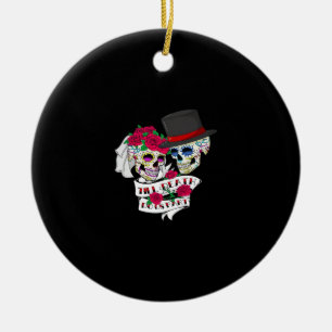Bis dass der Tod uns scheidet Schädel Keramik Ornament