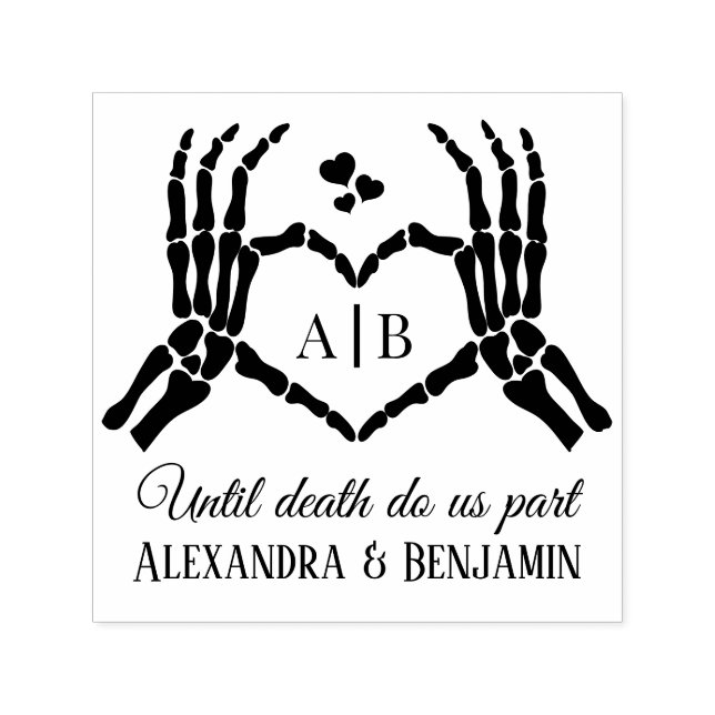 Bis dass der Tod uns scheidet Skelett Hände Herz Z Permastempel (Design)