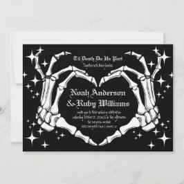 Bis dass der Tod uns scheidet Skelett Herz Hand Ho Einladung