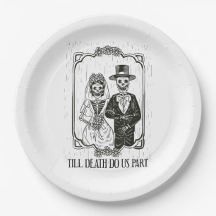 Bis dass der Tod uns scheidet Skelett Hochzeitspaa Pappteller