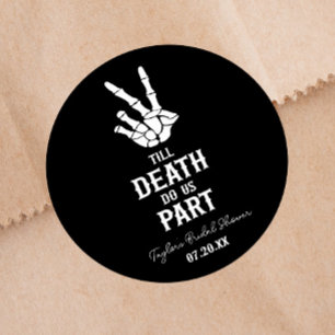 Bis dass der Tod uns scheidet Skelett-Junggesellin Runder Aufkleber