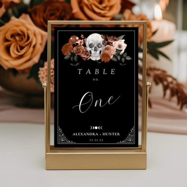 Bis dass der Tod uns scheidet Wasserfarben-Totenko Tischnummer (Til Death Do Us Party Watercolor Skull Wedding Table Number)