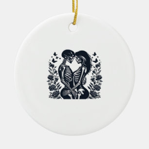 Bis dass der Tod uns – Skelett-Paar Gothic Design Keramik Ornament