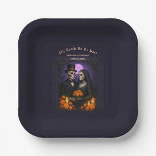 Bis dass der Tod uns Zucker-Schädel-Skelette Hochz Pappteller
