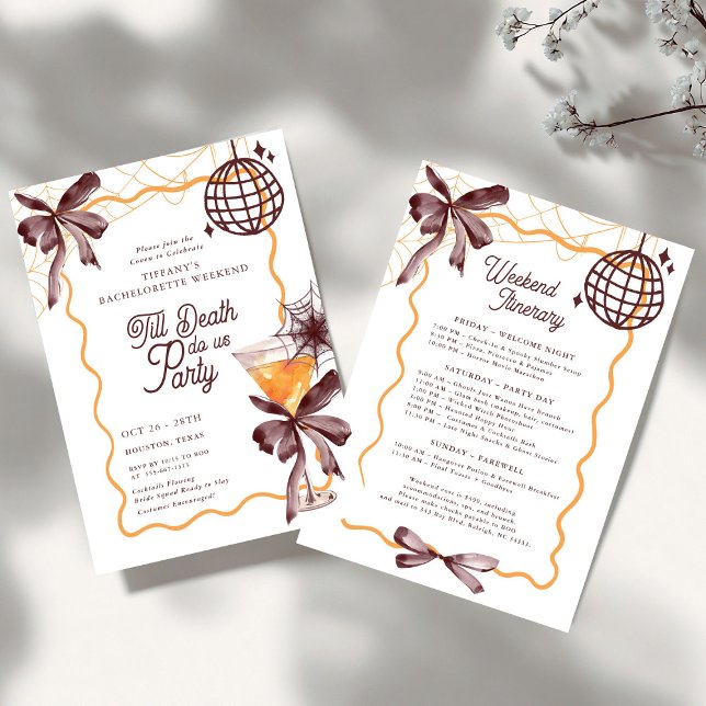 Bis Death Bow Cocktail Halloween Bacheloerette Einladung (Von Creator hochgeladen)