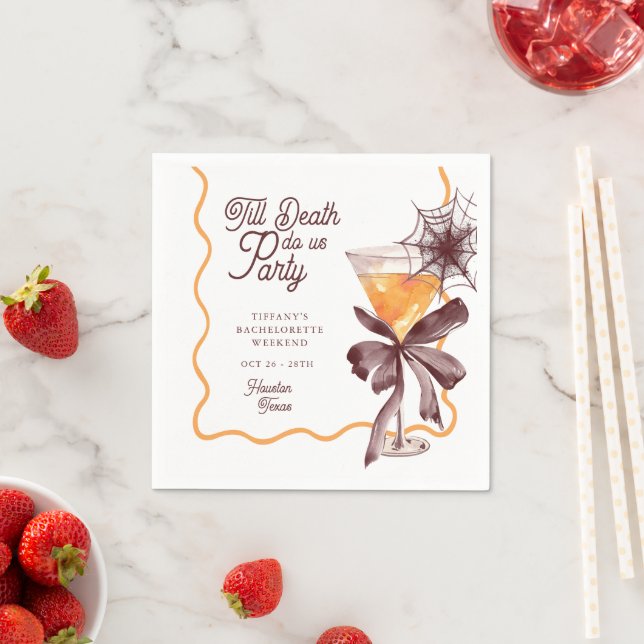 Bis Death Bow Cocktail Halloween Bacheloerette Serviette (Beispiel)