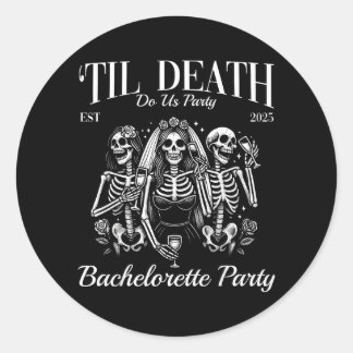 Bis der Tod die Party rettet Retro-Skelett Jungges Runder Aufkleber