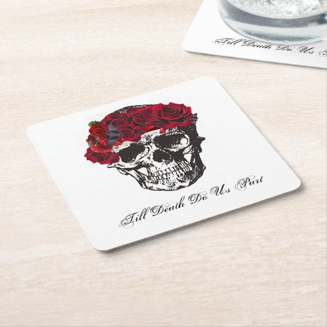 Bis der Tod macht uns Teil Rote Rose Napkin Rechteckiger Pappuntersetzer (angewinkelt)