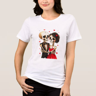Bis der Tod uns scheidet Skelett-Paar-Design Tri-Blend Shirt