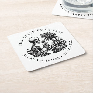 Bis der Tod uns Teil der gotischen Hochzeit Rechteckiger Pappuntersetzer
