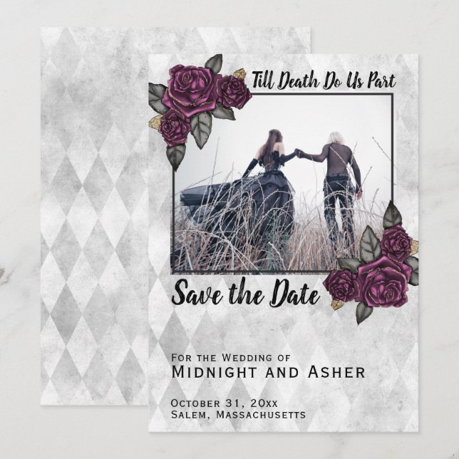 Bis der Tod uns Teil der gotischen Rose Save the D Date (Vorne/Hinten)