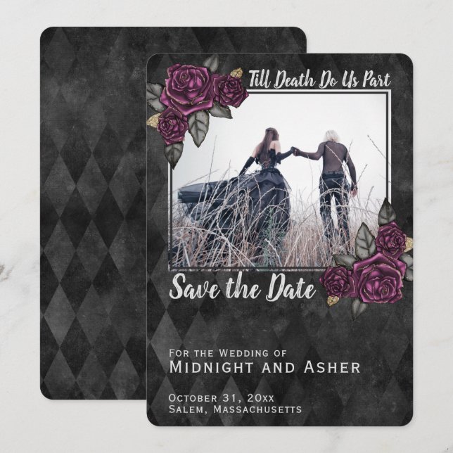 Bis der Tod uns Teil der gotischen Rose Save the D Date (Vorne/Hinten)