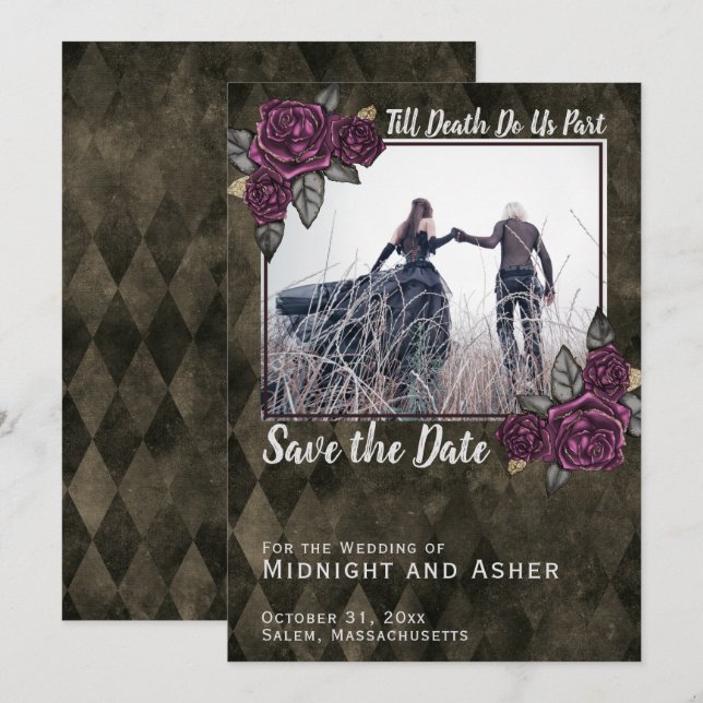 Bis der Tod uns Teil der gotischen Rose Save the D Date (Vorne/Hinten)