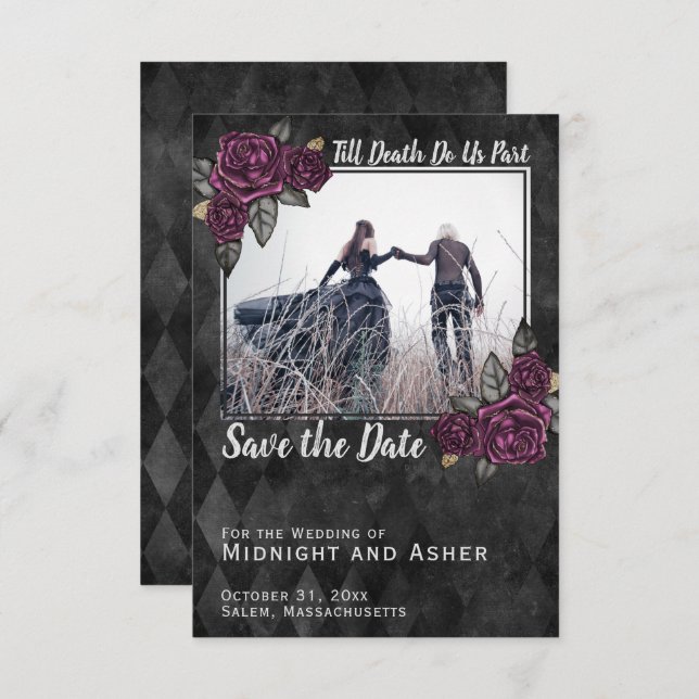 Bis der Tod uns Teil der gotischen Rose Save the D Save The Date (Vorne/Hinten)