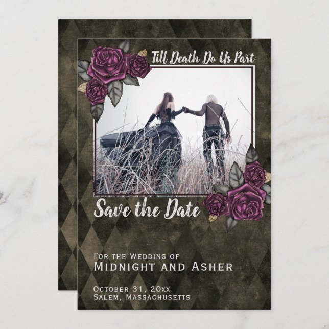 Bis der Tod uns Teil der gotischen Rose Save the D Save The Date (Vorne/Hinten)