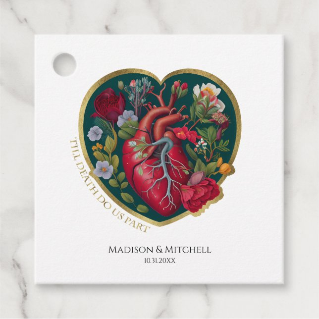 Bis der Tod uns Teil des Herzens Halloween Gold Geschenkanhänger (Vorderseite)