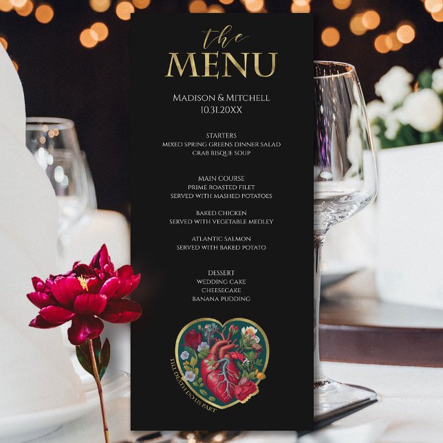 Bis der Tod uns Teil des Herzens Halloween Gold Menükarte (Von Creator hochgeladen)