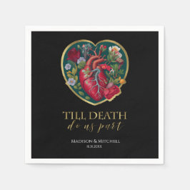 Bis der Tod uns Teil des Herzens Halloween Gold Serviette