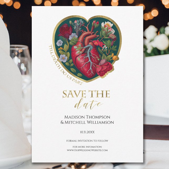 Bis der Tod uns Teil Goth Heart Gold Halloween Save The Date (Von Creator hochgeladen)