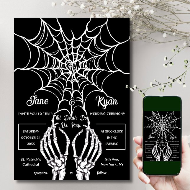 Bis der Tod uns Teil macht | Gothic Heart & Skelet Einladung (Von Creator hochgeladen)