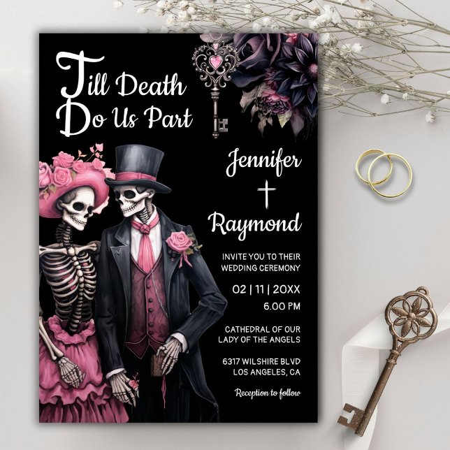 Bis der Tod uns Teil macht | Skeletts Gothic Weddi Einladung (Von Creator hochgeladen)