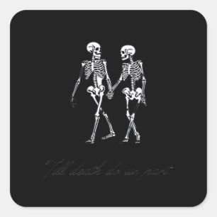 Bis der Tod uns zum klassischen Design des Grabmal Quadratischer Aufkleber