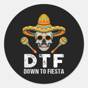 Bis Fiesta Funny Mexiko Party Skull Funny Cin Runder Aufkleber