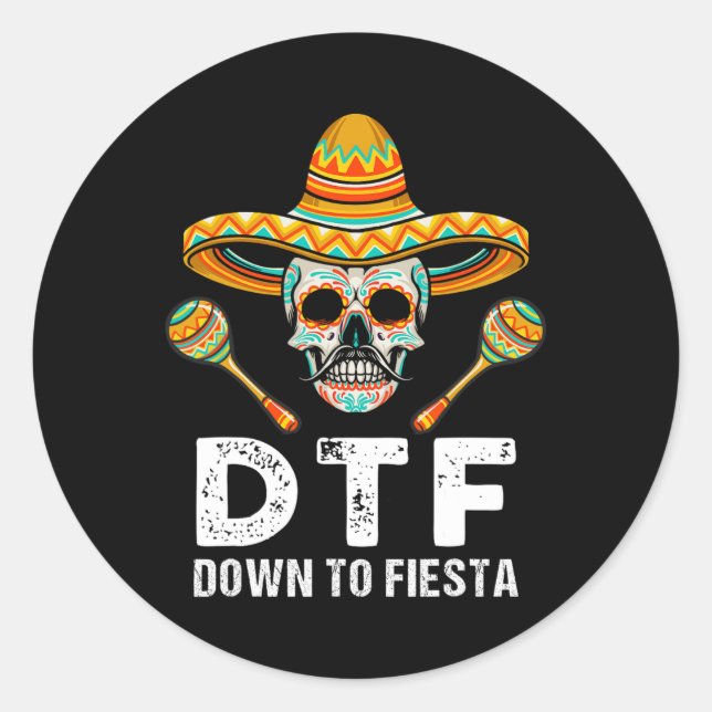 Bis Fiesta Funny Mexiko Party Skull Funny Cin Runder Aufkleber (Vorderseite)