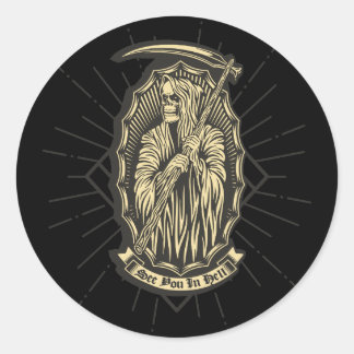 Bis in die Hölle Runder Aufkleber