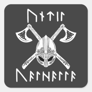 Bis Valhalla in Norse Rune Quadratischer Aufkleber