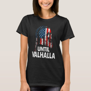 Bis Valhalla Skull US Flag Wiking Nordic Mytho T-Shirt