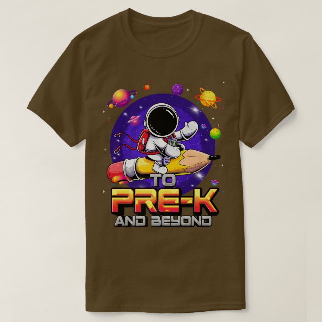 bis vor und über den Astronauten zurück zur Schule T-Shirt (Design vorne)