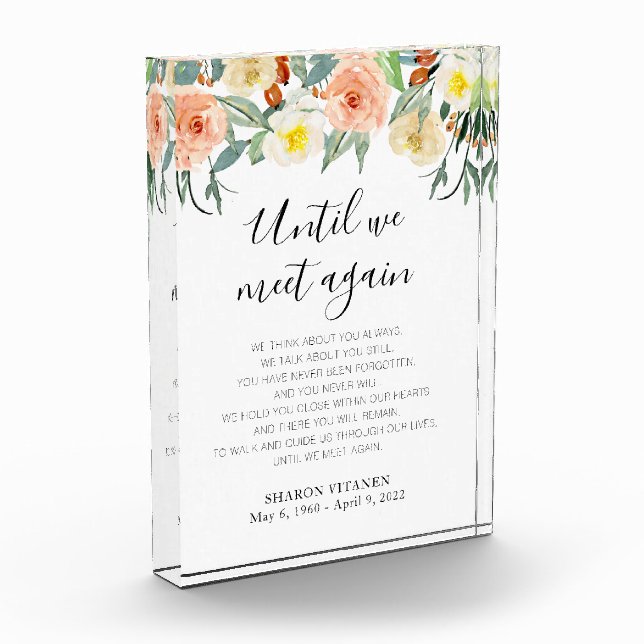 Bis wir wieder Peach floral Memorial Gedicht Fotoblock (Links)