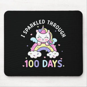 Bis zu 100 Tage Mädchen einhorn 100. Schultag Mousepad