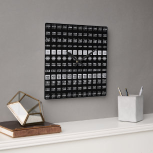 Bis zu 12 verschiedene Logos oder hochgeladene Bil Quadratische Wanduhr