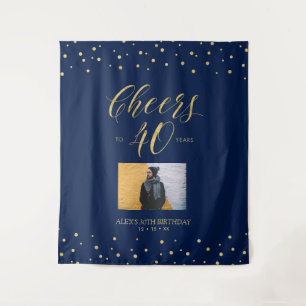 Bis zu 40 Jahre   Gold & Blue Geburtstagsparty Wandteppich