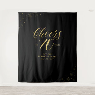 Bis zu 70 Jahre   Gold & Black Birthday Party Wandteppich