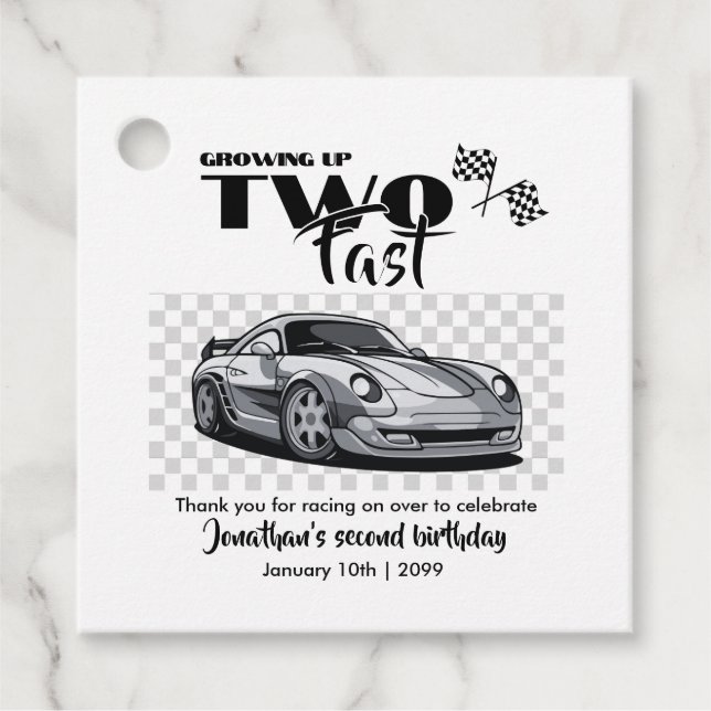 Bis zum 2. Geburtstag eines modernen Rennwagens Geschenkanhänger (Vorderseite)