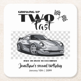 Bis zum 2. Geburtstag eines modernen Rennwagens Rechteckiger Pappuntersetzer