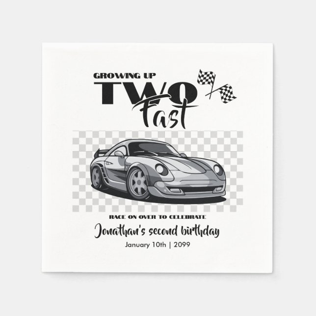 Bis zum 2. Geburtstag eines modernen Rennwagens Serviette (Vorderseite)